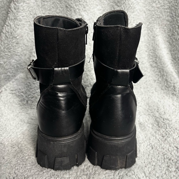 Olivia Miller Combat Boots Size 7.5 Black Zipper Closure with Buckle Side Zipper - Picture 4 of 10